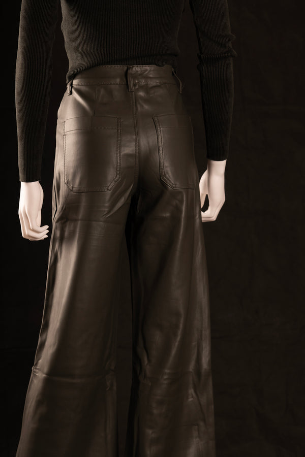 LEATHER WIDE TROUSERS Shameless